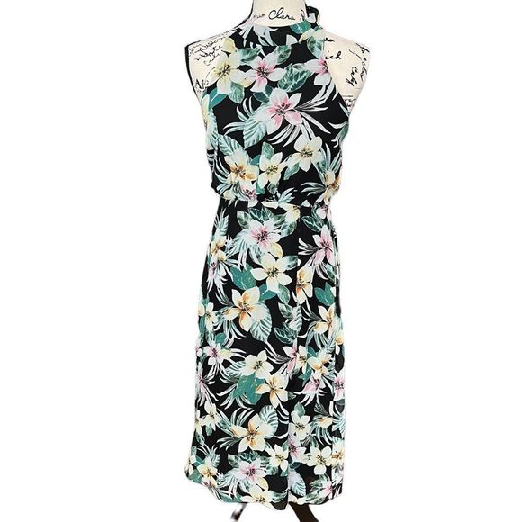 julia jordan Dresses & Skirts - Julia Jordan Floral halter chiffon midi dress Ladies size 2 Black multi
